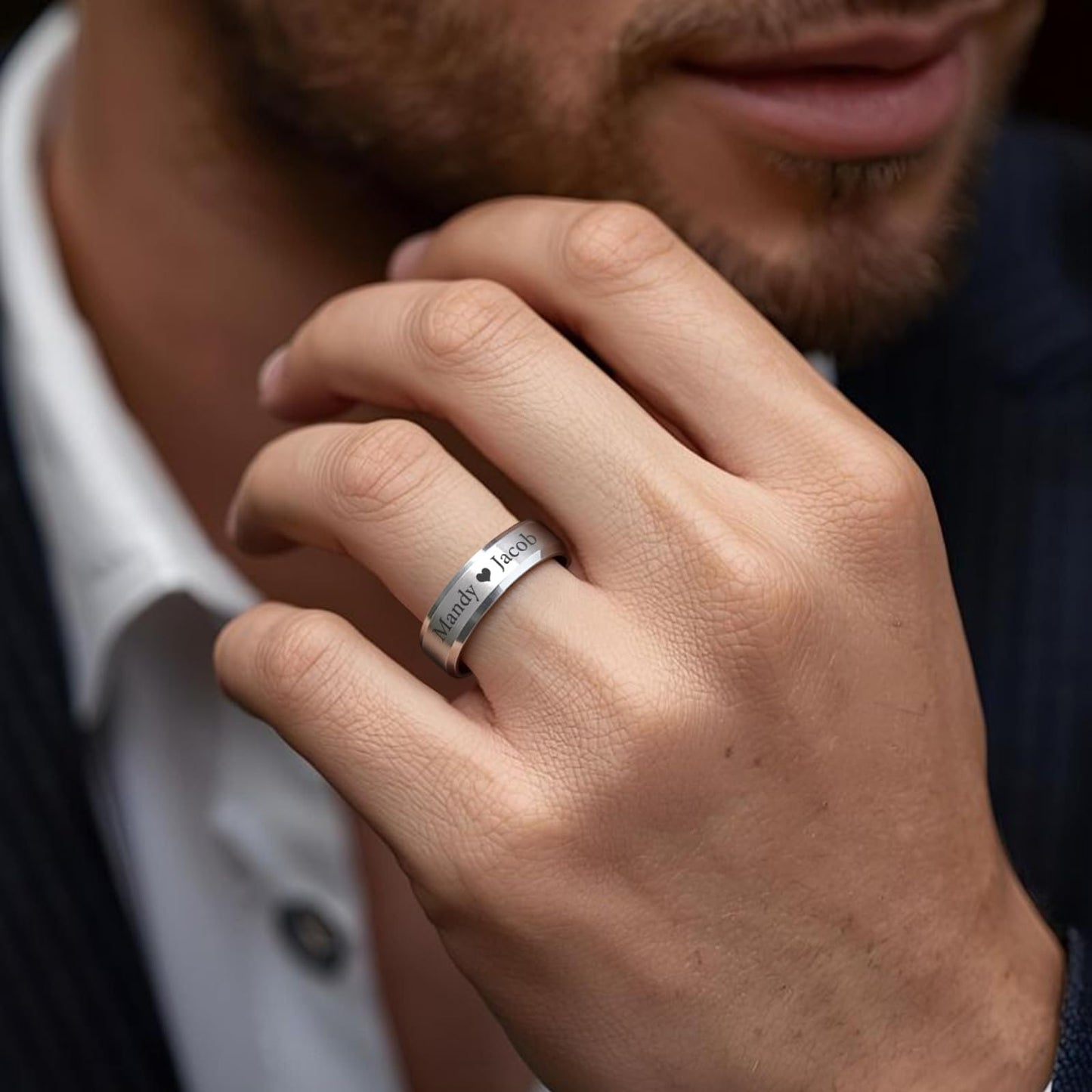 VNOX Customize Personalized 6MM Stainless Steel Simple Matte Brushed Finish Wedding Band Engagement Rings for Men Women,Size 8