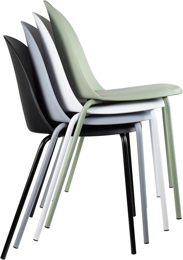 2xhome Modern Stackable Armless Dining Chair | Plastic Shell Seat with Metal Legs | Indoor or Outdoor Use | Home Kitchen Patio (2, Black, No Padding)