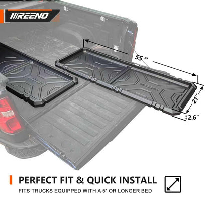 IIIREENO Slide-Out Truck Bed Organizer Tray, Heavy Duty Cargo Storage System with Easy Tailgate Access, Fits Mid-Size Bed Organizer 5'Beds, Durable HDPE Material, No Drilling