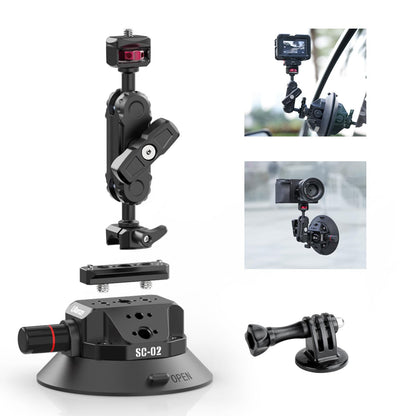 Ulanzi SC-02 Heavy-Duty Suction Cup Mount for Camera/Accessory (4.5"), Pump-actived Vacuum Camera Suction Cup Mount for Action Cameras w Quick Release NATO Magic Arm Car Boat Windshield Window Mount