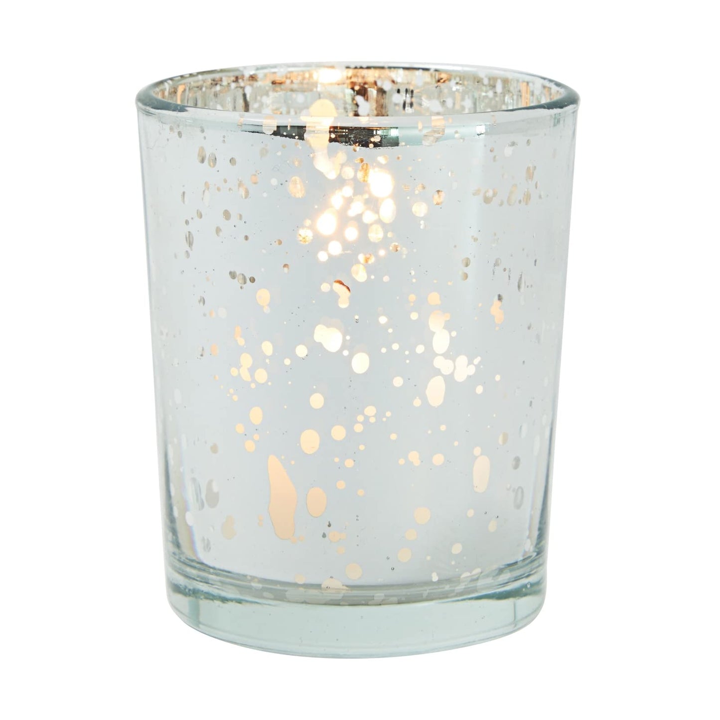 Juvale 24-Pack Silver Mercury Glass Votive Candle Holders - Event & Home Ambience with Tea Lights & Flameless Candles - Glass Votive Holders for Tabletop Displays - 2.6" H x 2.2" W