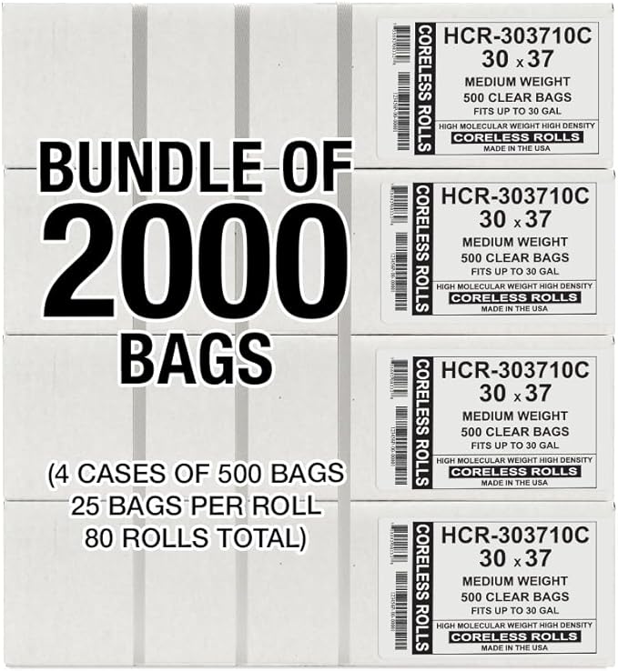 Aluf Plastics High Density Trash Bags, 30 Gallon, 10 Micron,