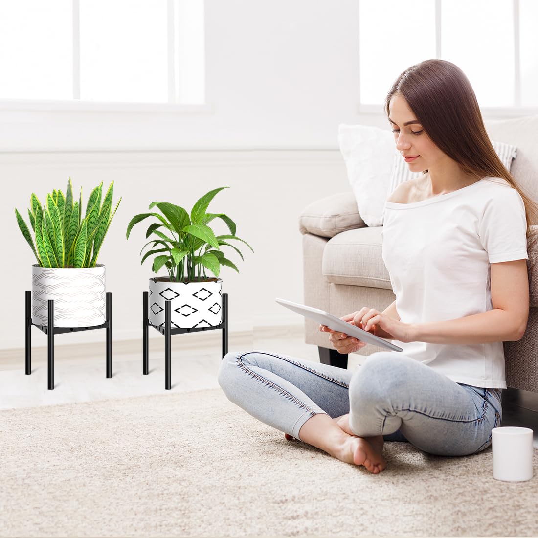 Gaoymsym Plant Stand Indoor Adjustable Pot Holders, Metal Plant Stand Outdoor, Anti-Rust Black Metal Plant Holder for Outdoor Corner and Indoor clearance ,Fits 8"-12" Pots, 9.5" Height, 1 Pack