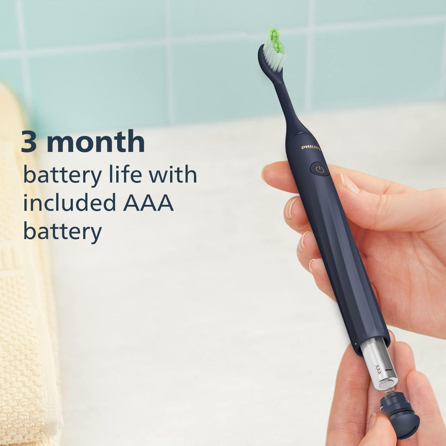 Philips One Electric Toothbrush by Sonicare HY1100/54 - Micro Vibrations, Soft bristles That Gently Polish and whiten teeths, 3 Month Battery Life, 2 Minute Timer and Quadpace Black