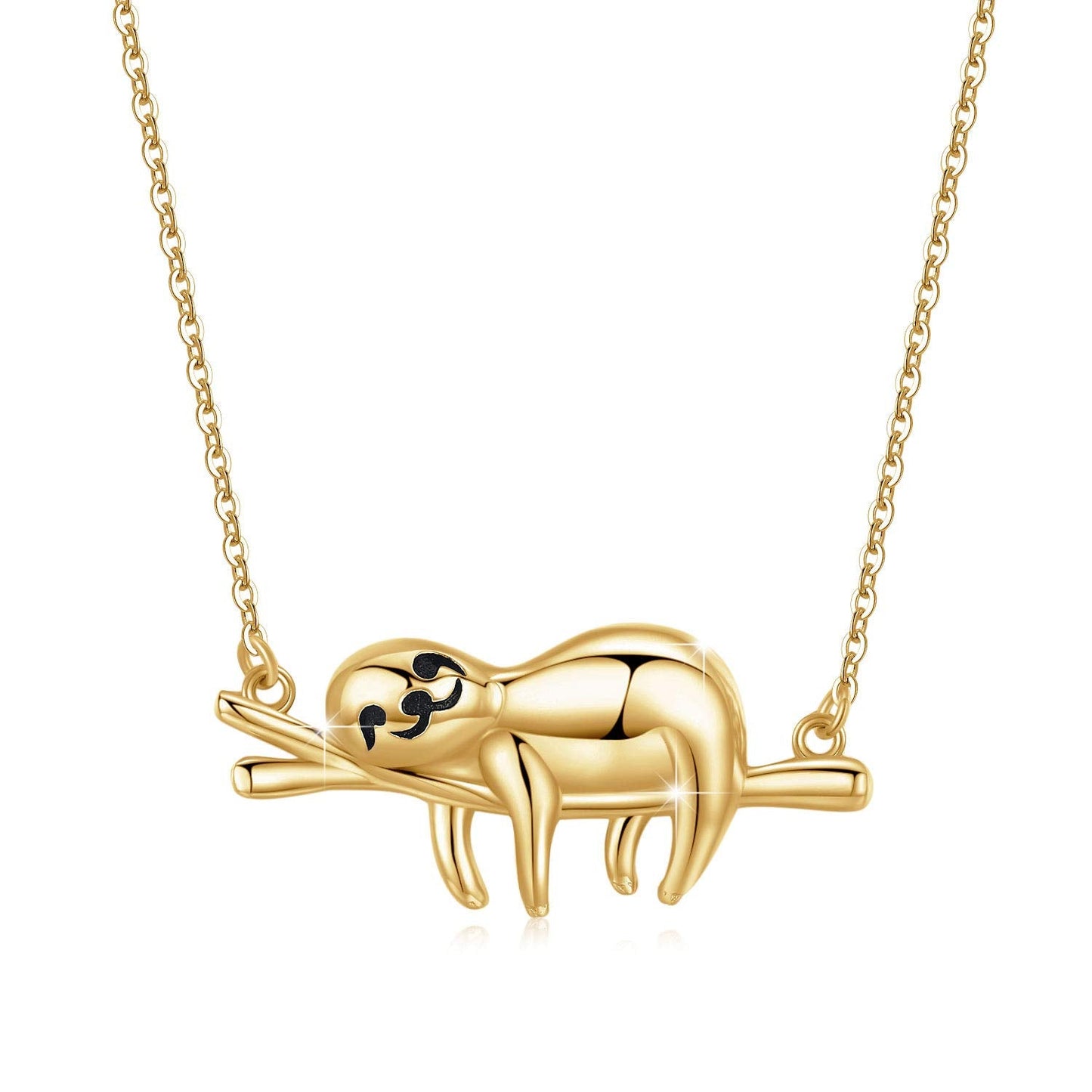 JUSTKIDSTOY Sloth Gifts for Women 925 Sterling Silver Cute Gold Sloth Animal Pendant Necklace “Slow Down Be Happy” Animal Jewelry Valentines Day Gifts for Girlfriend Wife Daughter