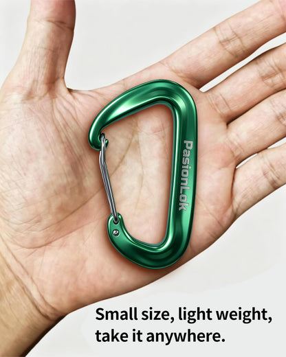 PasionLok Carabiner Clips Heavy Duty 12KN, 2 Pack Aluminum Carabiner Keychain, Small D Ring Hook for Hammock Camping Essentials, Backpack Key Ring Clip, Dog Leash, Multi Color