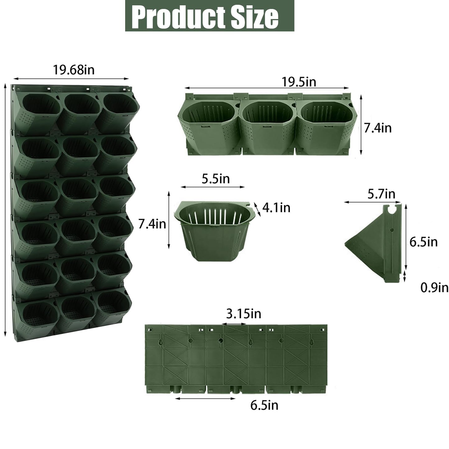 Self Watering Wall Planter | 36 Pots Vertical Garden Planter for Indoor Plants | Wall-Mounted Stackable wall planter | Hanging Plant Flower Pot Holder | 10.56 Fl Oz Each Individual Pot | Army Green