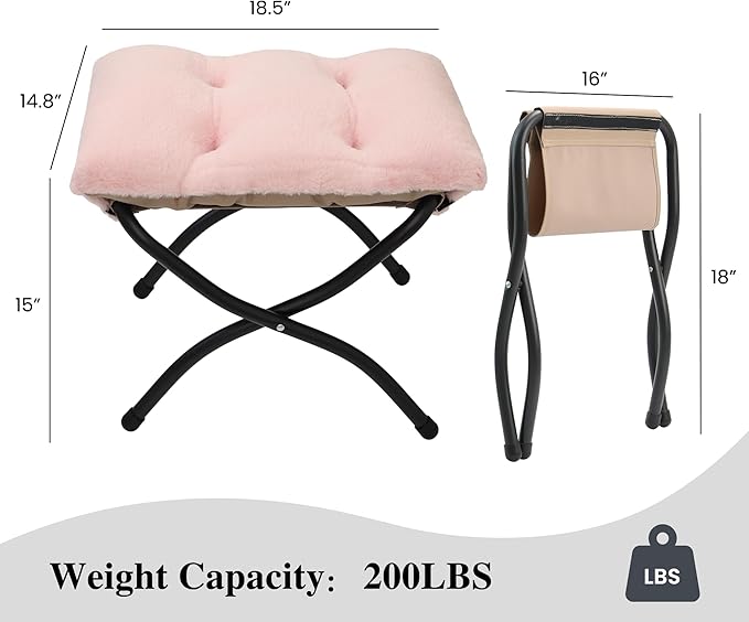 15" Folding Ottoman, Foldable Footrest Stool, Portable Small Foot Stool
