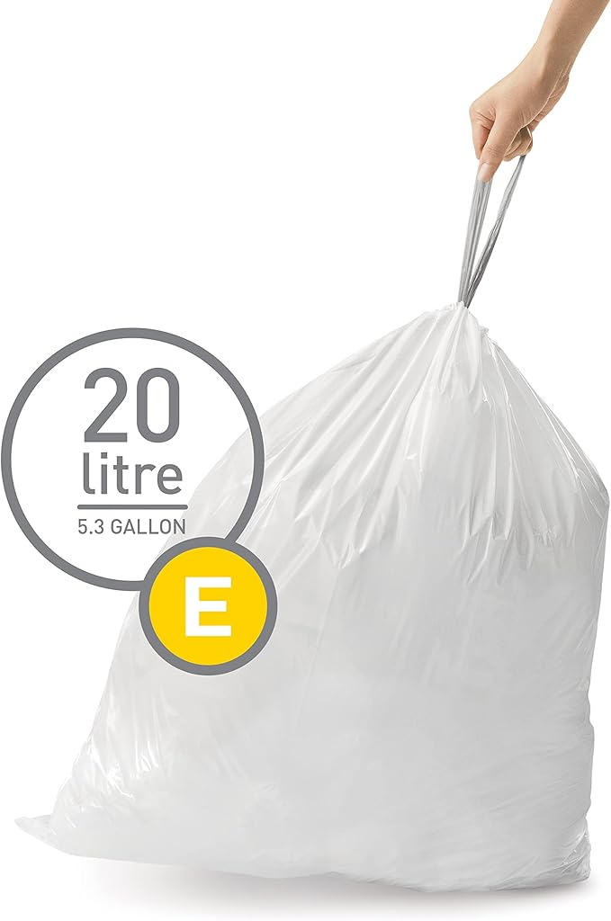 simplehuman Code E 100 Count, Dispenser Pack Custom Fit Liners, Drawstring