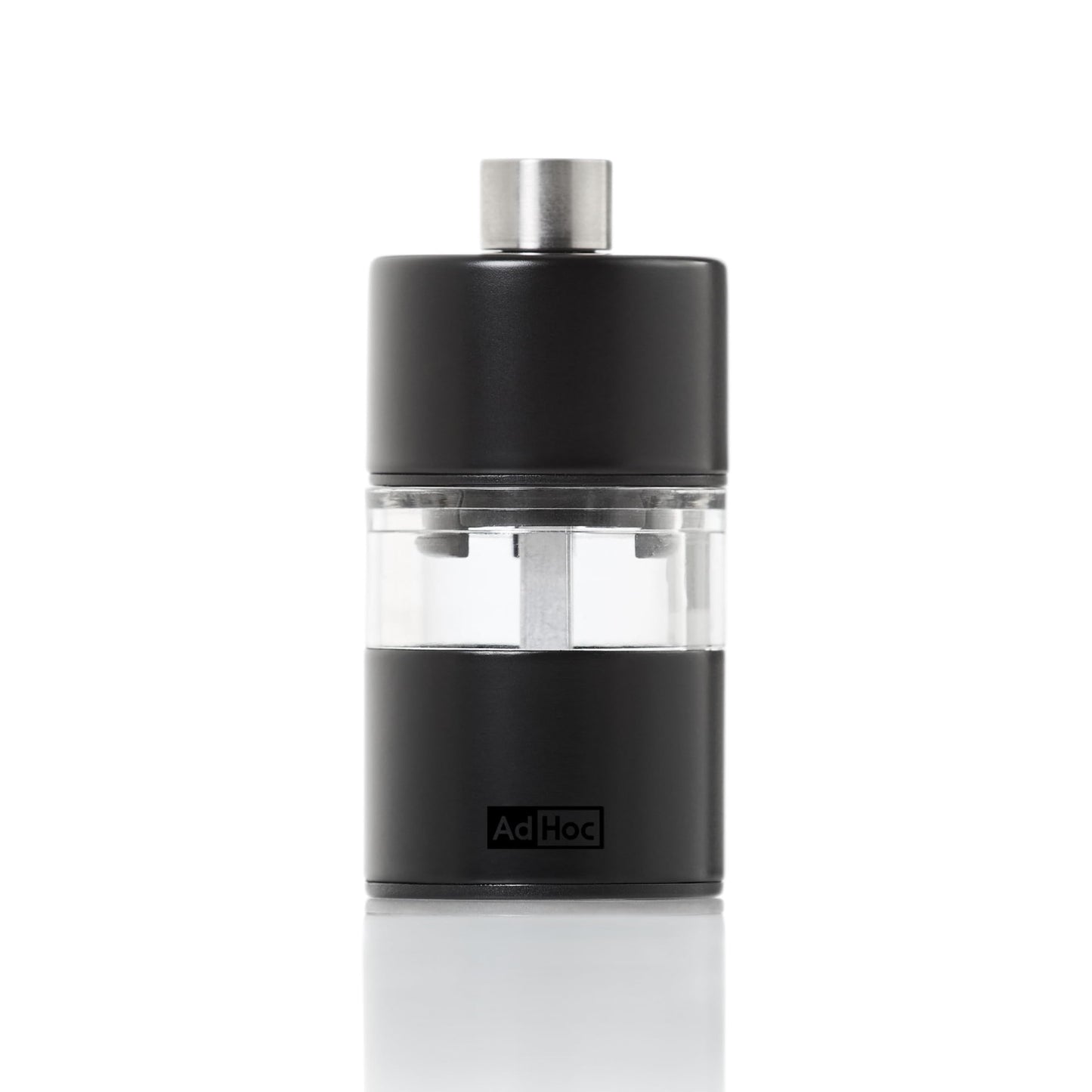 AdHoc Mini Salt & Pepper Mill - 2-in-1 Refillable Salt & Pepper Grinder Set - Features Adjustable Mechanism & Ceracut Ceramic Grinder (Black)