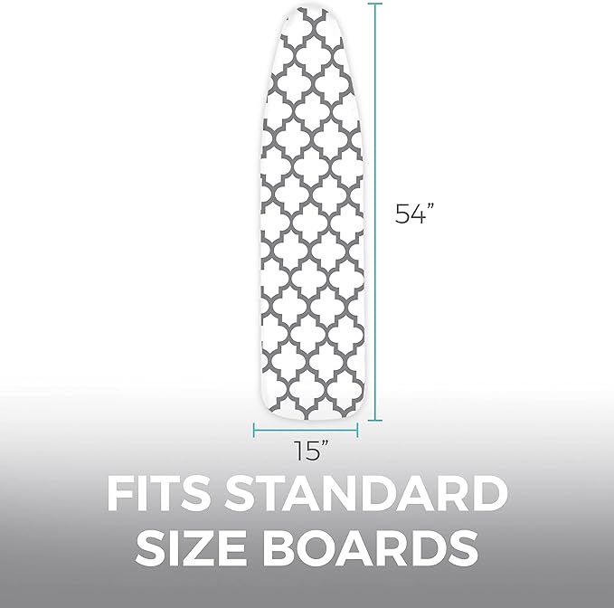 HOME GENIE Ironing Board Cover, Extra Thick Padding, Scorch Resistant Silicone