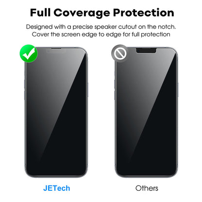JETech Full Coverage Screen Protector for iPhone 16e 2025, iPhone 13/13 Pro 6.1-Inch, Tempered Glass Film with Easy Installation Tool, Case-Friendly, HD Clear, 3-Pack