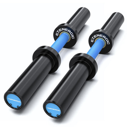 E.T.ENERGIC Olympic Dumbbell Handles Pair – 20" Loadable Dumbbell Bar with Rotating Sleeves, 28mm Knurled Grip, Solid Steel Construction, Compatible with 2-Inch Weight Plates – Adjustable Strength Training Equipment for Home Gym Workouts,Blue&Black