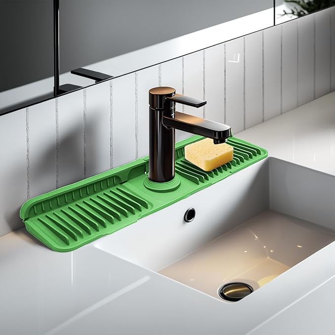 Green 24" Button Style Faucet Drip Catcher – Silicone Faucet Mat