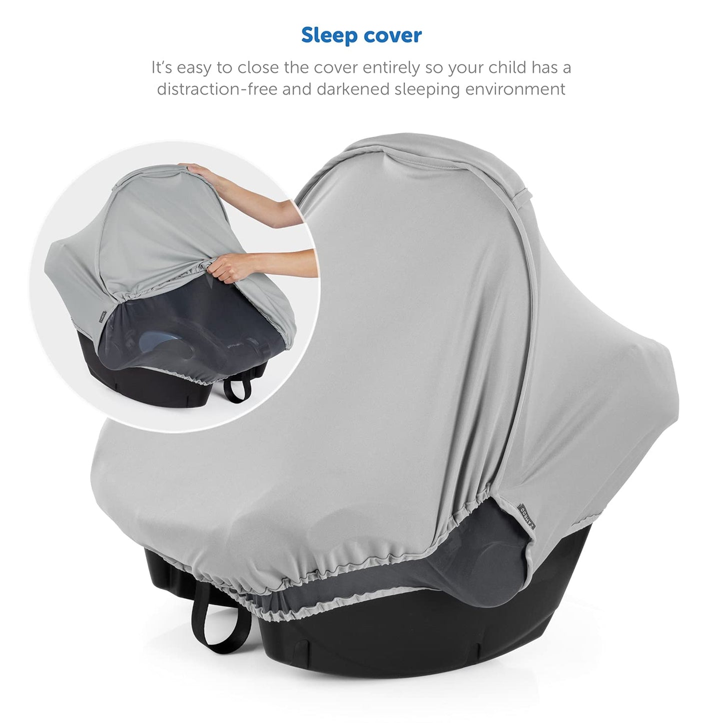 Zamboo - 3 in 1 Universal Car Sun Shade for Baby with UV Protection 50, Baby Mosquito Net and Blackout Cover in one Car Seat Accessory (Grey)