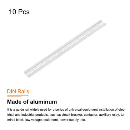 MECCANIXITY DIN Rail Slotted Aluminum Mounting Guide 15 Inch x 1.4 Inch x 0.3 Inch for Equipment Installation Pack of 10 Pcs