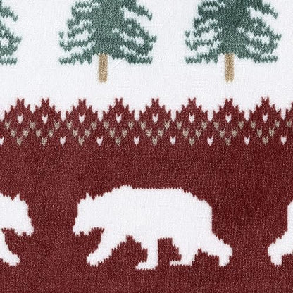 Eddie Bauer - Throw Blanket, Ultra-Soft Plush Blanket with Faux Shearling Popcorn Fleece Reverse, Oversized Bedding for Couch or Bed (Grizzly Peak Red, 50" x 60")