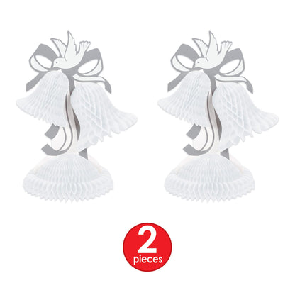 Beistle 2 Piece Honeycomb Tissue Bell Centerpieces For Wedding Decorations, Bridal Shower Décor, Anniversary Party Supplies