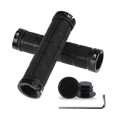 PLATT Bike Handlebar Grips Rubber Comfortable Bicycle Handle Grip for MTB/BMX with Plastic End Caps (Black A)