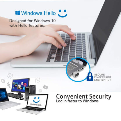 ARCANITE USB Fingerprint Reader for Windows 11/10 Hello, 0.05s 360-Degree Sensor Security Device Login, Security Lock