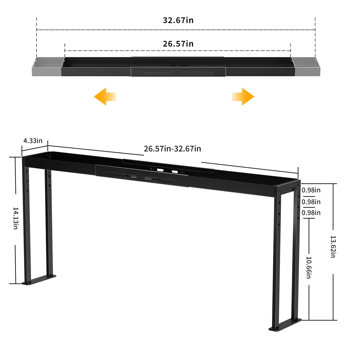 ZDDLOINP Spice Rack Shelf for Kitchen Stove, Adjustable 27 to 33 Inch Spice Rack Organizer, 4 Level Adjustable Height Stove Top Shelf for Kitchen, Over the Stove Shelf for Curved Stove, Black