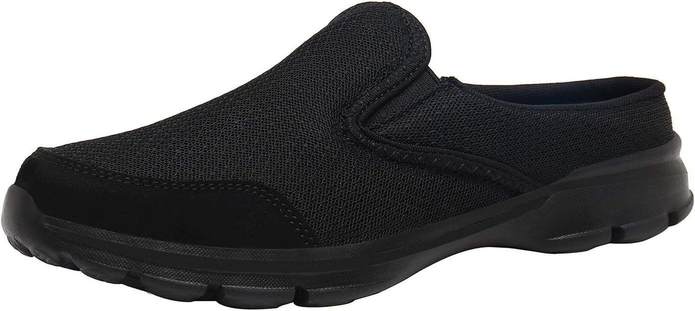 Slippers Ladies Mens Summer Slip-On Beach Sandals Backless Clogs Mules Indoor Outdoor Comfortable Casual Home Shoes Flip Flops,Black-II,7 UK