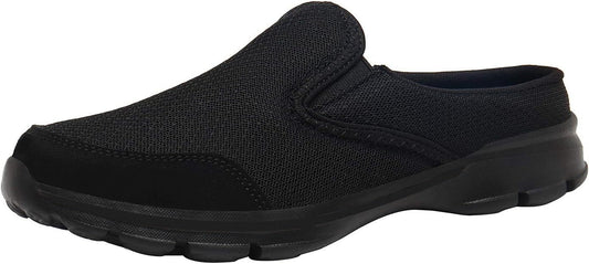 Slippers Ladies Mens Summer Slip-On Beach Sandals Backless Clogs Mules Indoor Outdoor Comfortable Casual Home Shoes Flip Flops,Black-II,7 UK