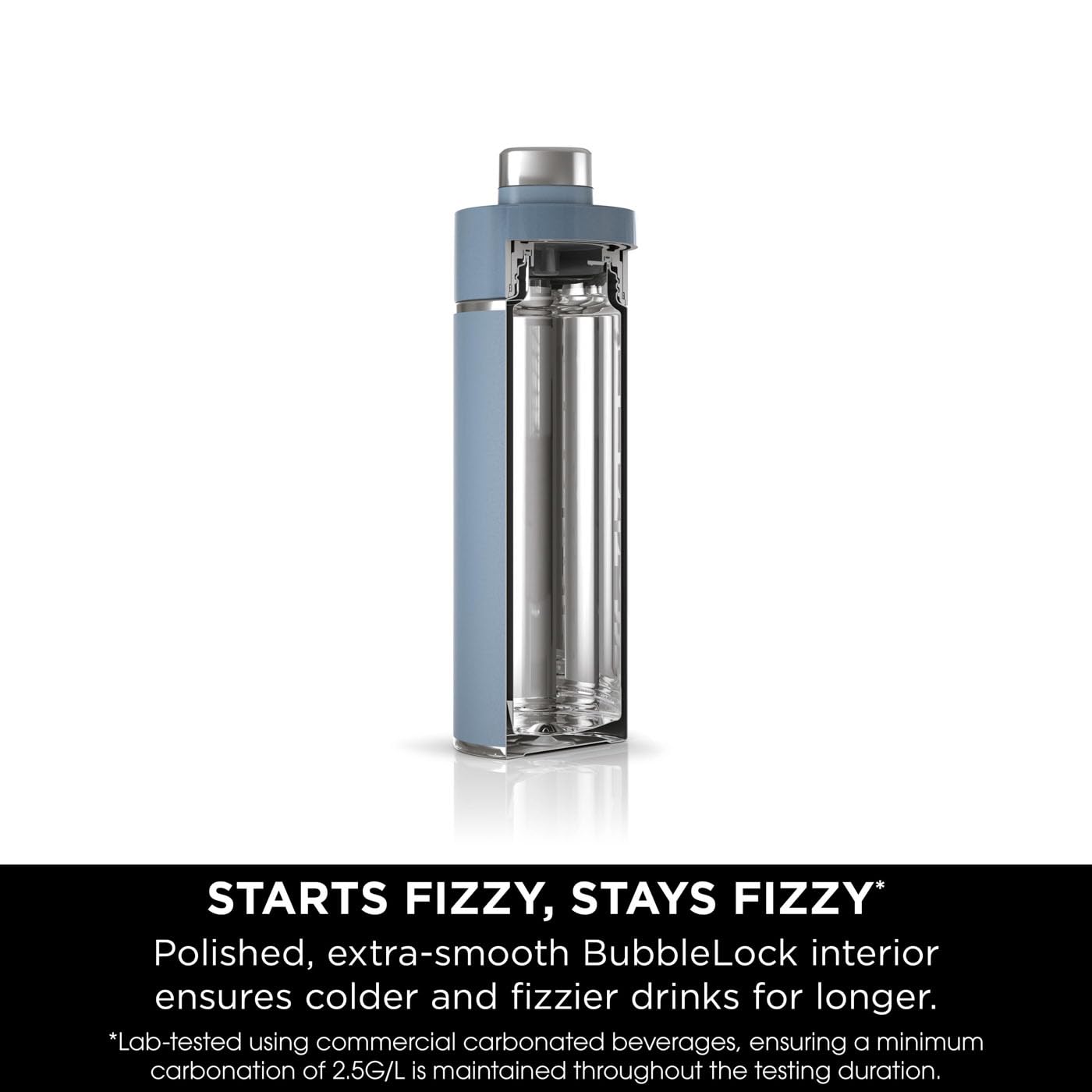Ninja Thirsti Water Bottle and Flask 700 ML With Leak-Proof Lid, Designed For Carbonated, Hot & Cold Drinks, Ideal For Travel & Sports, Triple Insulated, Stainless Steel Bottle, Blue, DW2401EUUKBL
