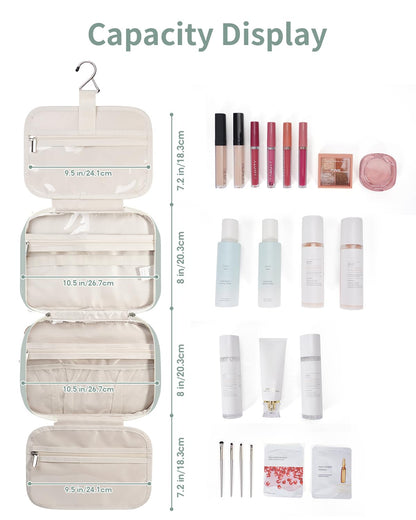 Narwey Hanging Travel Toiletry Bag for Women Wash Bag Cosmetics Makeup Bag Organizer for Travel Size Accessories (Mint Green (Medium))
