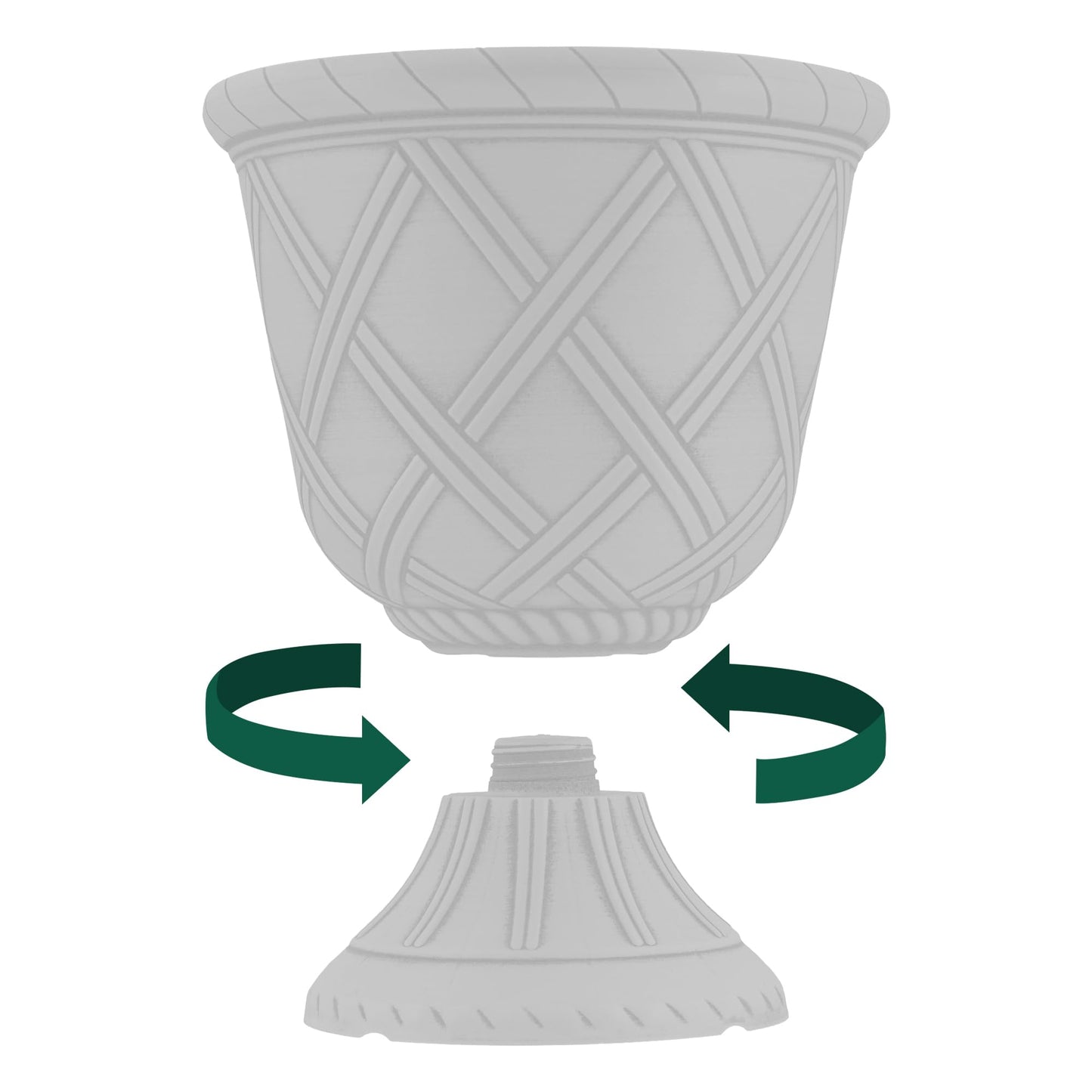 Arcadia Garden Products PL60GD Lattice Plastic Garden Urn, Classic Decorative Garden Pot Planter for Indoor and Outdoor Plants, Gold