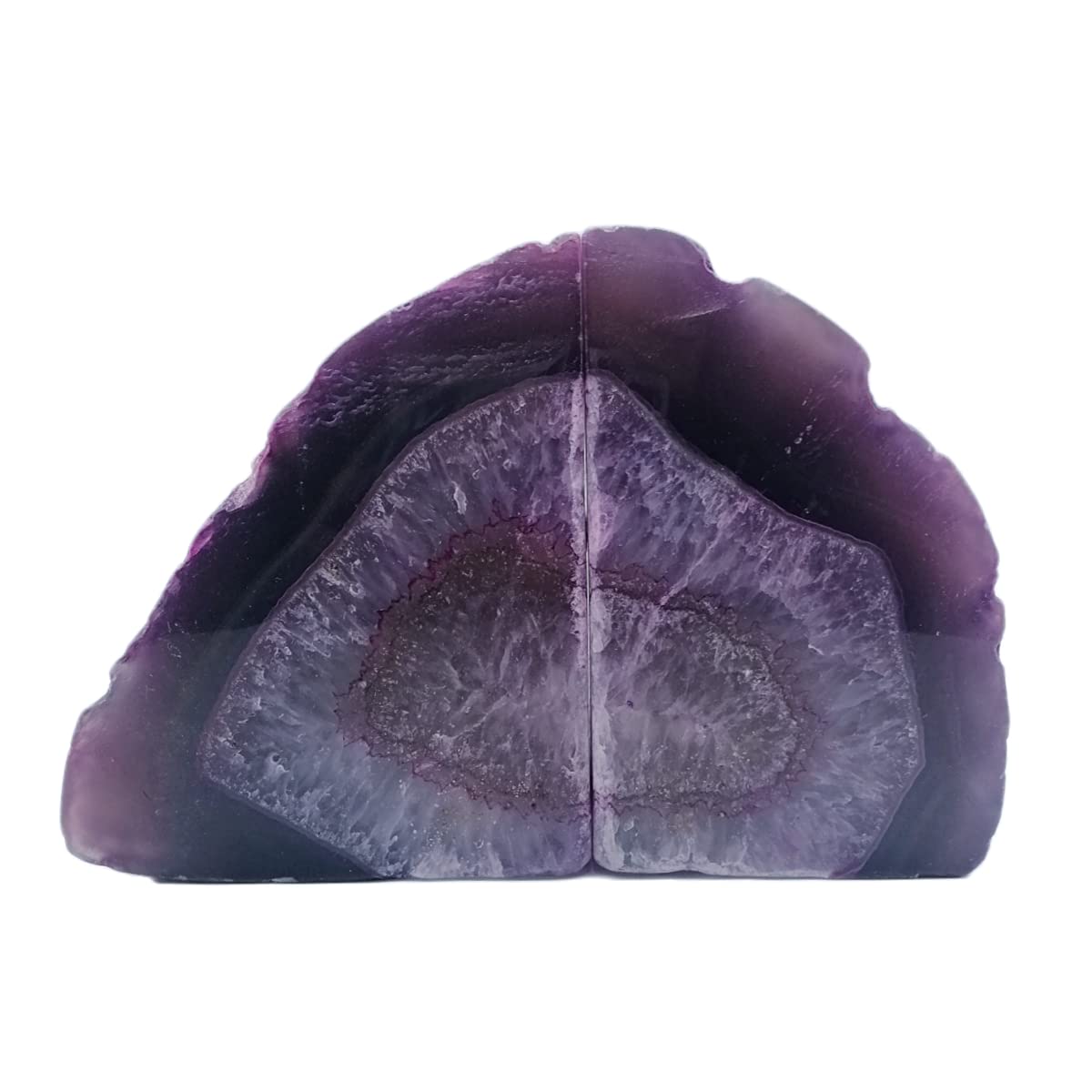 Geode Bookends 3-4 lbs Decorative Heavy Crystal Stone Book Ends for Shelves Dyed Purple 1 Pair