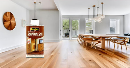 Rustins Danish Oil 250ml - Rich, Natural Glow - Enhances Wood Grain Beautifully, Professional-Grade Finish, Easy DIY Application