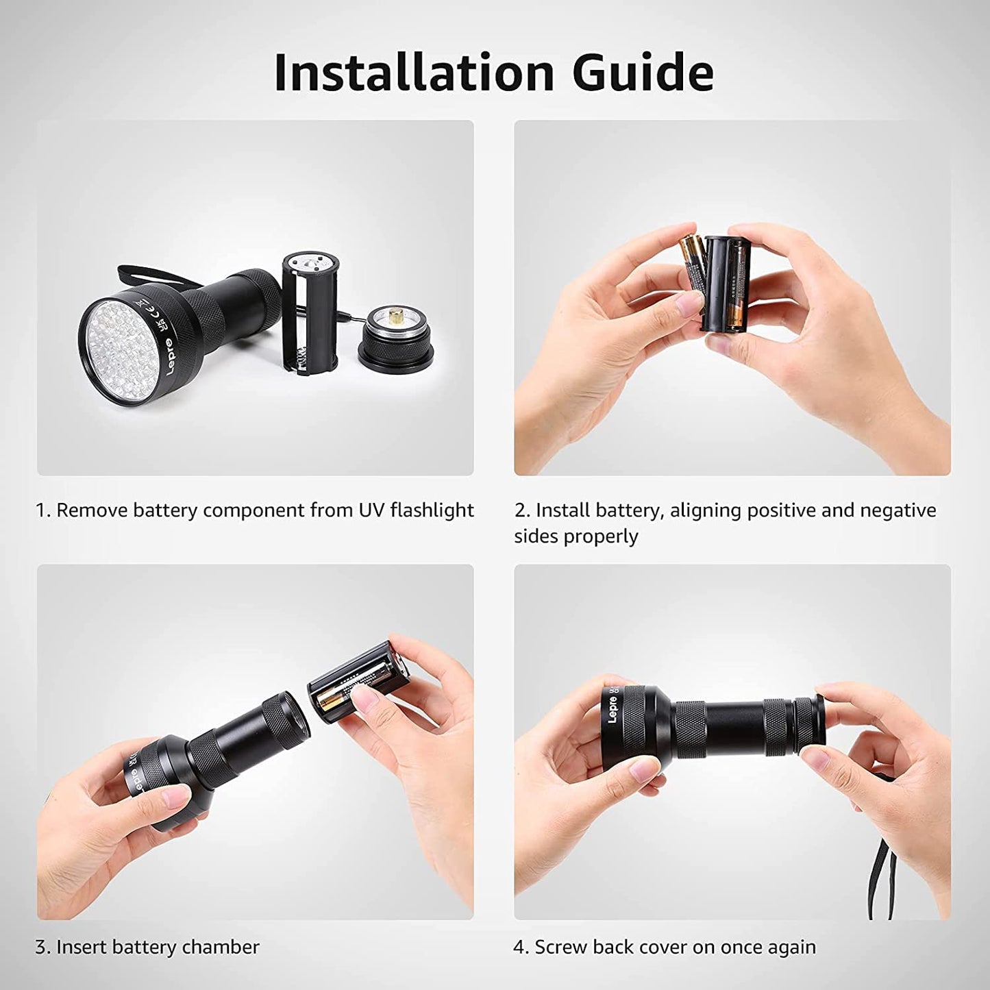 Lepro UV Torch, 51 LED UV Light Torch, 395nm Ultraviolet Flashlight, Blacklight Detector for Pet Urine, Stain, Bed Bugs, Banknote and More