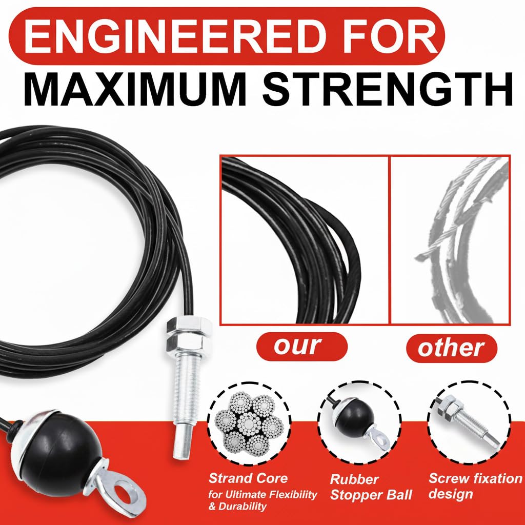 J Bryant Fitness Gym Replacement Cable Screw Bolt Cables Fitness Pulley Thick 5mm Heavy Duty Steel Wire Rope for Home Gym Cable Pulley Machine Accessories