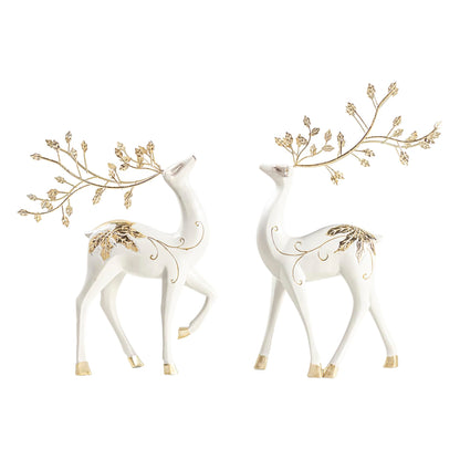 AGKZNTQP 2Pcs Resin Reindeer Figurine Set – Elegant Christmas Reindeer Ornaments, Decorative Reindeer Sculptures for Home, Living Room, Desktop, Office, and Holiday Tabletop Decor