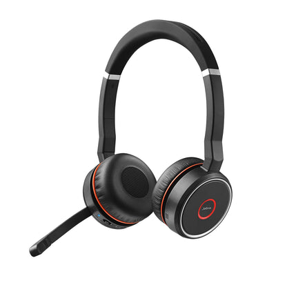 Jabra Evolve 75 UC Wireless Headset, Stereo – Includes Link 370 USB Adapter and Charging Stand – Bluetooth Headset with World-Class Speakers, Active Noise-Cancelling Microphone, All Day Battery