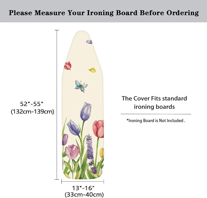 Tulip Ironing Board Cover Heat Reflective Anti-dust, Soft Fabric Cover