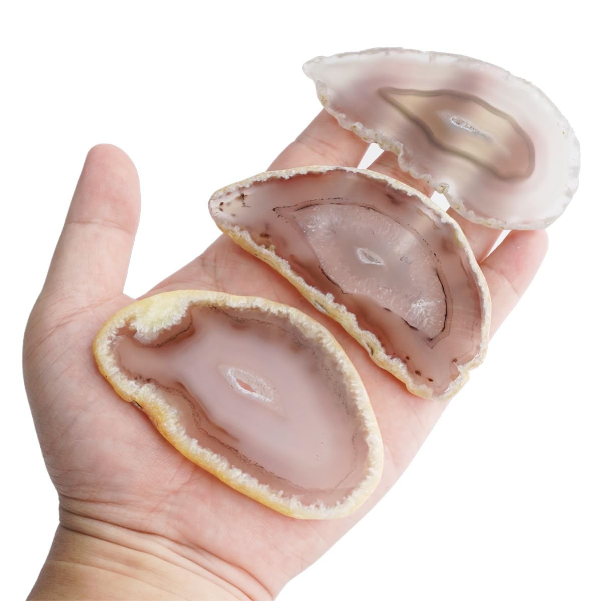 Sisamn 15pcs Natural Polished Agate Slices, Geode Slices Bulk for Light Table, Table Place Cards, Jewelry Making, Crafts, Home Decor, 1.18-2.56 Inches Length (Non-Drilled)