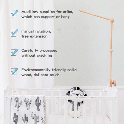 Baby Mobile Crib Holder,Wooden Mount for Mobile Hanging, Baby Crib Attachment for Nursery Decor Mount Bed Bell Holder