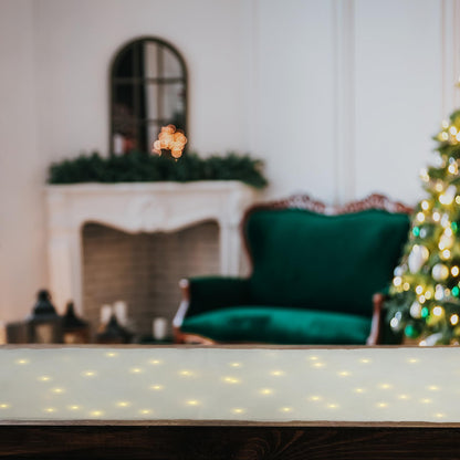 1 Pc Christmas Snow Blanket with LED Lights 47.2 x 8.7 inch Artificial Snow Table Runner Mantel Scarf Light Up with LED Ropes Table Decor for Christmas Village Decorations