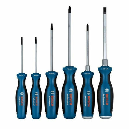 Bosch Professional 6-Piece Screwdriver Set (SL/PH/PZ/TX, incl. SL 3.5x75 mm, TX 20x100 mm, TX 15x75 mm, SL 6.5x125 mm, PZ 2x125 mm, PH 1x100 mm, Inlay)