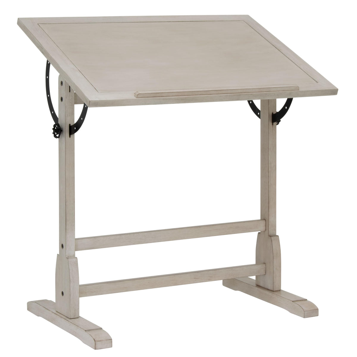 Studio Designs Vintage Drawing/Drafting Table with Pencil Ledge - 36" W x 24" D - Coastal Whitewash - Adjustable Tilting Top