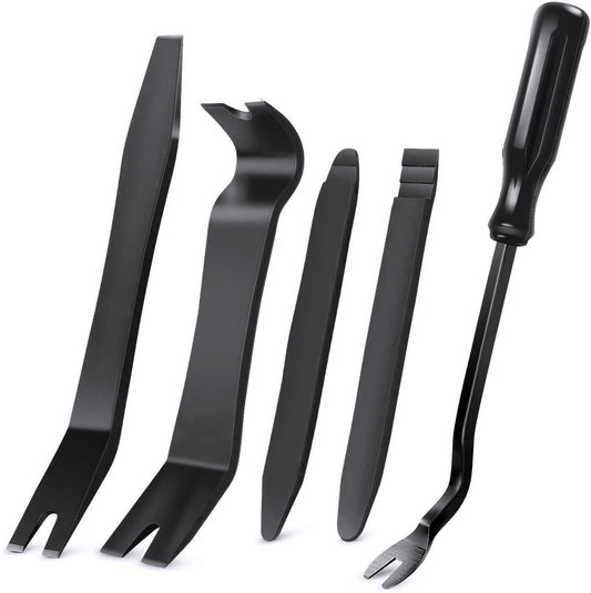 GOOACC 5 PCS Nylon Auto Trim Removal Tool Kit No-Scratch Removal Tool Kit for Car Clip Panel & Audio Dashboard Dismantle Black