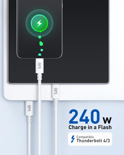 Cable Matters [USB-IF Certified] 240W USB C Cable - 6.6ft, Up to [240W Charging, 480Mbps], No Video Support, USBC Charger Cable/USBC Charging Cord for MacBook/iPad Pro/XPS/Surface Pro, White