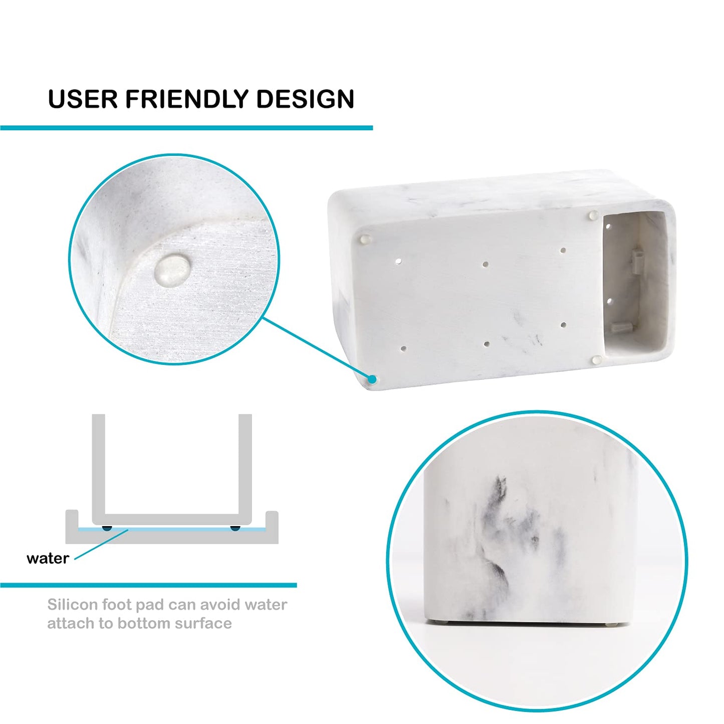 ZCCZ Marble Look Toothbrush Holder for Bathroom Countertop Organizer, Holds Toothpaste, Dental Floss, Razor, Comb, Makeup Brushes, and More, Stylish Bathroom Accessory for Tooth Brushing Essentials