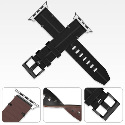 Leather Strap Apple Watch Ultra 49mm, Genuine Leather Wristband Adjustable Bracelet Replacement Strap for Apple Watch SE, iWatch Ultra 2 Ultra Series 9 8 7 6 5 4 3 2 1