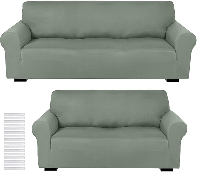 Peryiter 2 Pcs Sofa Covers Couch and Loveseat Covers Set Stretch Sofa Slipcover