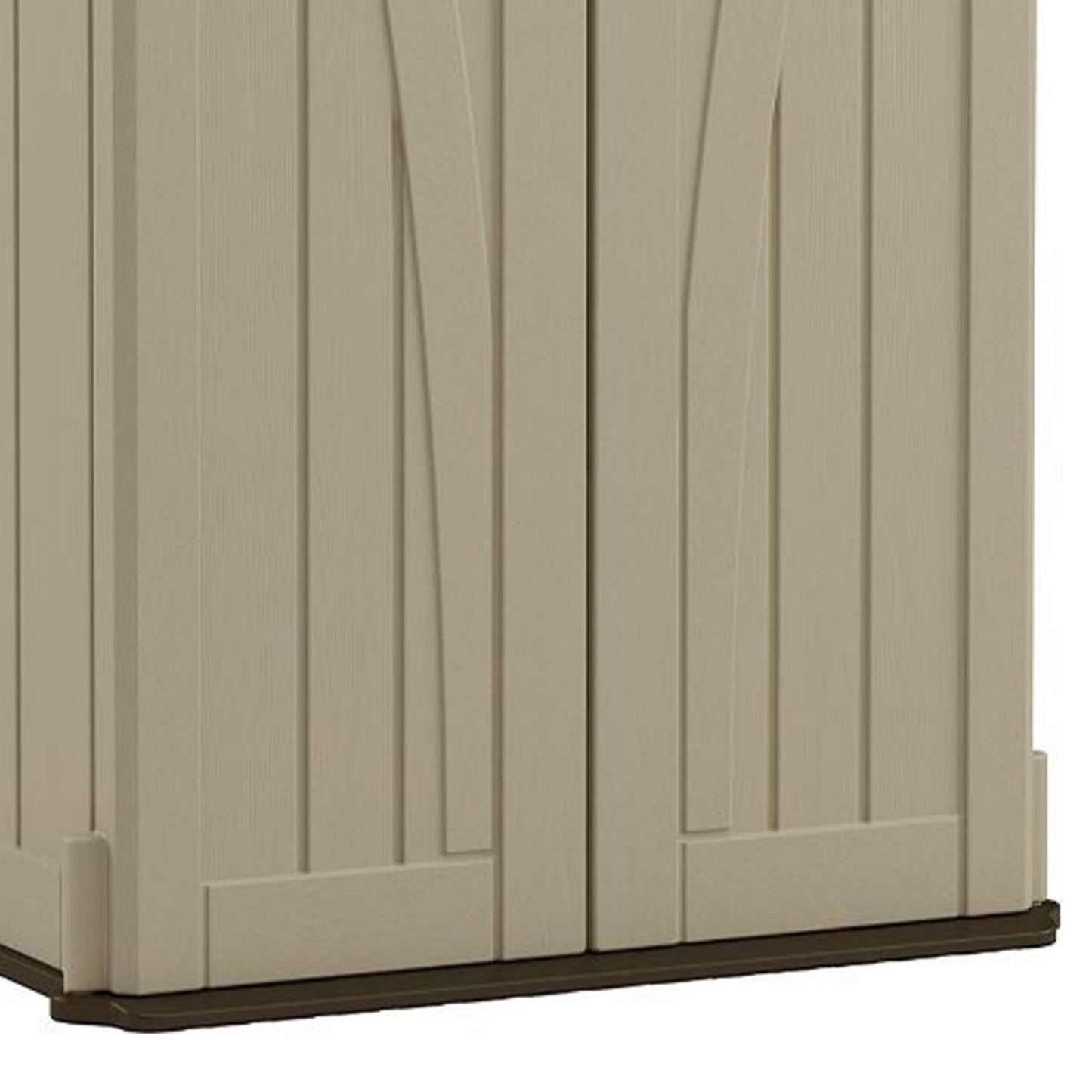 Suncast 22 Cubic Feet Capacity Tall Plastic Vertical Outdoor Shed for Garden, Backyard, Patio, or Pool Supplies Storage, Brown