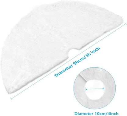 Christmas Tree Skirt - 36 inches White Christmas Tree Skirt, High-End Soft Classic Fluffy Faux Fur Tree Skirt for Xmas Tree Decorations and Ornaments