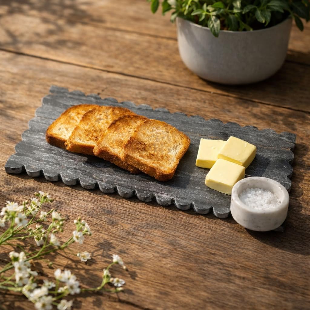 12x5" Handmade Marble Serving Platter – Natural Stone Dessert & Cheese Board for Serveware, Table Decor, Housewarming Gift, Wedding Gift & Fruit Platter - Dough Pastry or Cutting/Appetizer Board